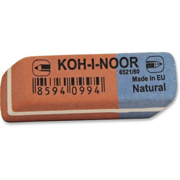 Ластик Koh-I-Noor BLUE STAR 6521060010KDRU 51х14х8мм каучук красный/синий индивидуальная картонная упаковка