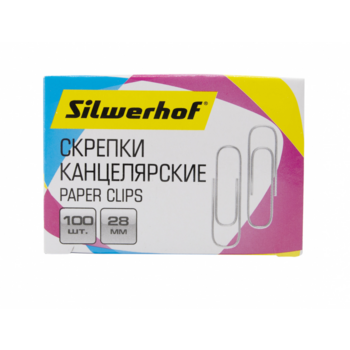 Скрепки Silwerhof 491029 металл оцинкованные 28мм (упак.:100шт) картонная коробка