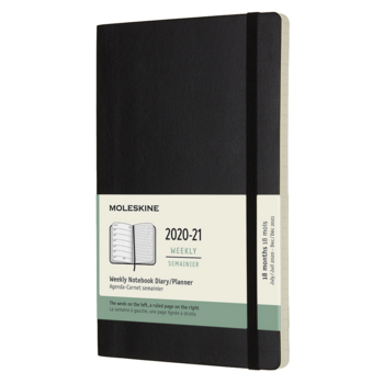 Еженедельник Moleskine ACADEMIC SOFT WKNT Large 130х210мм датир.18мес 208стр. мягкая обложка черный