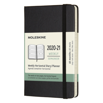 Еженедельник Moleskine ACADEMIC HORIZONTAL Pocket 90x140мм датир.18мес 208стр. фиксирующая резинка черный