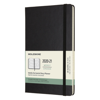 Еженедельник Moleskine ACADEMIC HORIZONTAL Large 130х210мм датир.18мес 208стр. фиксирующая резинка черный