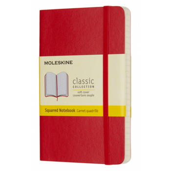 Блокнот Moleskine CLASSIC SOFT QP612F2 90x140мм 192стр. клетка мягкая обложка фиксирующая резинка красный