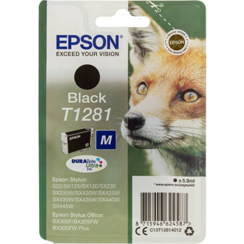 Картридж струйный Epson T1281 C13T12814012 черный (185стр.) (5.9мл) для Epson S22/SX125