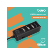 Разветвитель USB 2.0 Buro BU-HUB4-0.5L-U2.0 4порт. черный