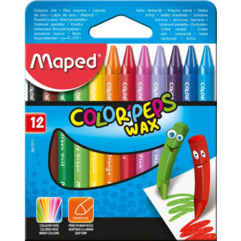 Восковые мелки Maped Color`peps 861011 трехгранные 12цв. картон.кор./европод.