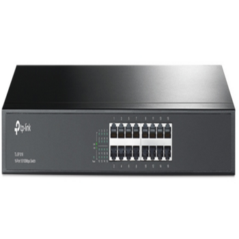 TP-Link TL-SF1016. 16-портовый 10/100 Мбит/с коммутатор, 16 портов RJ45 10/100 Мбит/с, 1U 19-дюймовый монтируемый в стойку стальной корпус