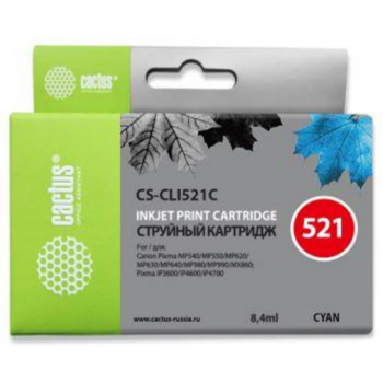 Картридж струйный Cactus CS-CLI521C голубой (8.4мл) для Canon MP540/MP550/MP620/MP630/MP640/MP660