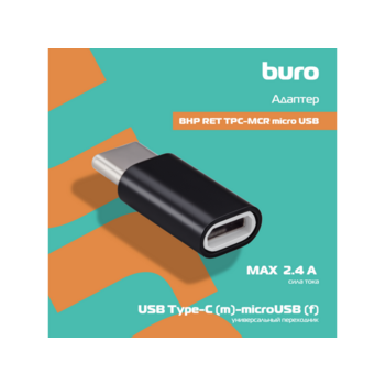 Переходник Buro BHP RET TPC-MCR micro USB (f)-USB Type-C (m) черный