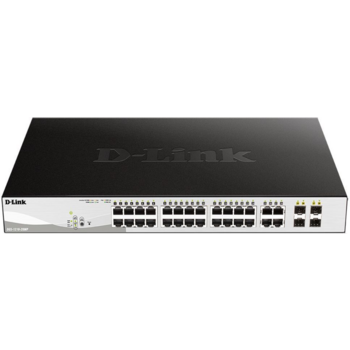 D-Link DGS-1210-28MP/F1A PROJ Настраиваемый коммутатор WebSmart с 24 портами 10/100/1000Base-T и 4 комбо-портами 100/1000Base-T/SFP (24 порта с поддержкой PoE 802.3af/802.3at (30 Вт),PoE-бюджет 370 Вт