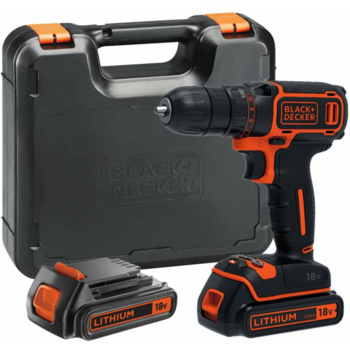 Дрель-шуруповерт Black+Decker BDCDC18K1B-QW аккум. патрон:быстрозажимной (кейс в комплекте)