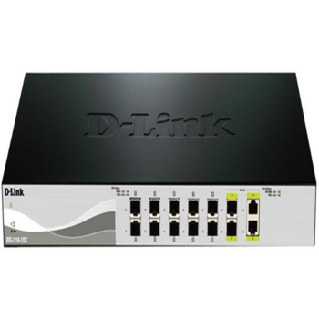 Коммутатор D-Link DXS-1210-12SC/A2A, PROJ L2+ Smart Switch with 10 10GBase-X SFP+ ports and 2 10GBase-T/SFP+ combo-ports.16K Mac address, 240Gbps switching capacity, 802.3x Flow Control, 802.3ad Link Aggregatio