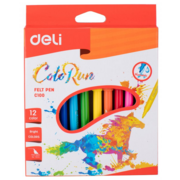 Фломастеры Deli EC10000 ColoRun Вентилируемый 12цв. коробка с европодвесом