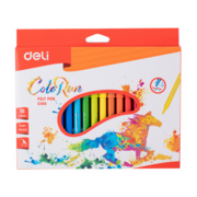 Фломастеры Deli EC10010 ColoRun круглый пиш. наконечник смываемые 18цв. коробка с европодвесом