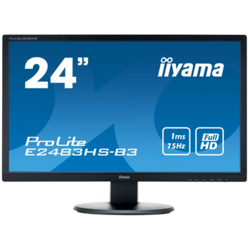 Монитор Iiyama 24" ProLite E2483HS-B3 черный TN+film LED 1ms 16:9 HDMI M/M матовая 1000:1 250cd 170гр/160гр 1920x1080 D-Sub DisplayPort FHD 3.5кг