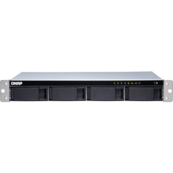Система хранения данных QNAP CHANNEL 1U/4bay QC 1,7GhzCPU/8Gb(upto8Gb)/upto 16HDD with TL-R1200C-RP/SATA(3,5" 2,5")/ 4xUSB3.2/2x1GbE 1x10GbE(SFP+)/iSCSI/1xPS/no rail(RAIL-B02)/2YW TS-431XeU-8G-EU-RU