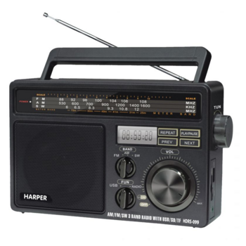 Радиоприемник настольный Harper HDRS-099 черный USB SD/microSD
