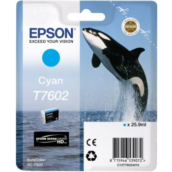 Картридж струйный Epson T7602 C13T76024010 голубой (2200стр.) (25.9мл) для Epson SureColor SC-P600