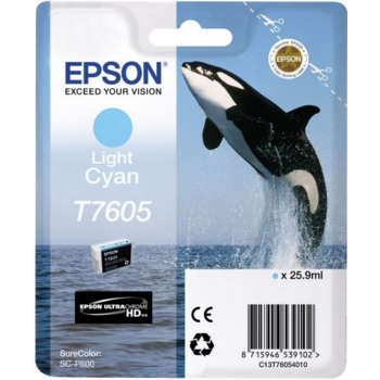 Картридж струйный Epson T7605 C13T76054010 светло-голубой (2400стр.) (25.9мл) для Epson SureColor SC-P600