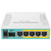 Сетевое оборудование MikroTik RB960PGS hEX PoE Роутер 5x Ethernet, 1х SFP, раздача PoE hEX PoE with 800MHz CPU, 128MB RAM, 5x Gigabit LAN (four with PoE out), USB, RouterOS L4, plastic case and PSU