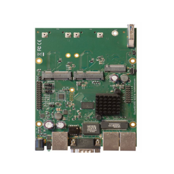 Материнская плата MikroTik RouterBOARD M33G with Dual Core 880MHz CPU, 256MB RAM, 3x Gbit LAN, 2x miniPCI-e, 2x SIM slots, USB, microSD slot, M.2 slot, RouterOS L4