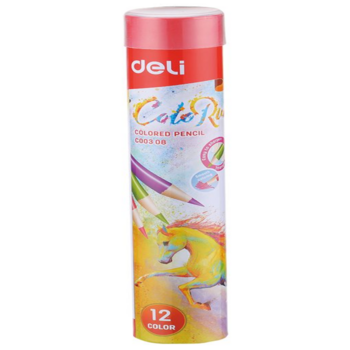 Карандаши цв. Deli EC00308 ColoRun трехгран. тополь 12цв. мет.туб. (12шт)