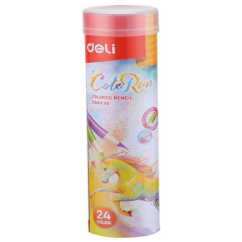 Карандаши цв. Deli EC00328 ColoRun трехгран. тополь 24цв. мет.туб. (24шт)