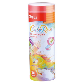 Карандаши цв. Deli EC00338 ColoRun трехгран. тополь 36цв. мет.туб. (36шт)