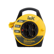 Удлинитель силовой IEK Industrial (WKP14-10-04-10) 3x1.0кв.мм 4розет. 10м ПВС 10A катушка желтый