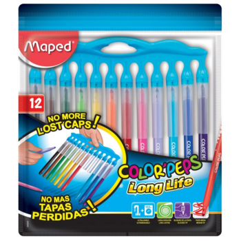 Фломастеры Maped COLOR`PEPS LONG LIF 845045 12цв. заблокированный пишущий узел пакет с европодвесом