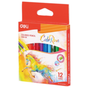 Карандаши цветные Deli EC00400 ColoRun трехгранные тополь 12цв. короткие коробка/европод.