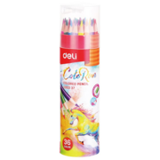 Карандаши цветные Deli EC00337 ColoRun трехгранные 36цв. точилка карт.тубус