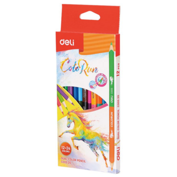 Карандаши цветные Deli EC00520 ColoRun липа 24цв. 2-х сторонние коробка/европод. (12шт)