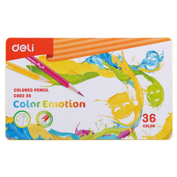 Карандаши цветные Deli EC00235 Color Emotion липа 36цв. мет.кор. (36шт)