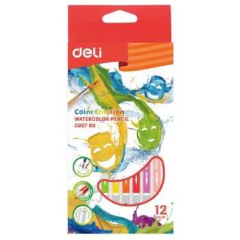 Карандаши цветные акварельные Deli EC00700 Color Emotion липа 12цв. коробка/европод.