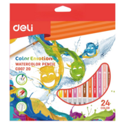 Карандаши цветные акварельные Deli EC00720 Color Emotion липа 24цв. коробка/европод. (24шт)