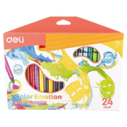 Фломастеры Deli EC10120 Color Emotion смываемые 24цв. коробка с европодвесом