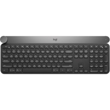 Клавиатура беспроводная Logitech Wireless Keyboard CRAFT [920-008505] черная, с диском управления, Bluetooth LE/приемник Unifying, встроенная перезаряжаемая батарея