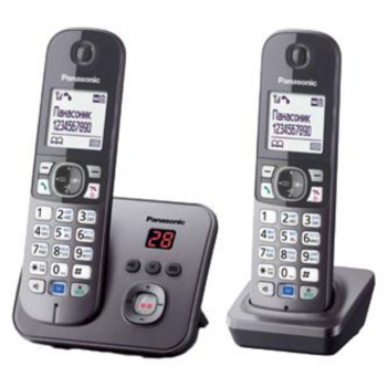 Panasonic KX-TG6822RUM (серебристый) {Беспроводной DECT,громкая связь,автоответчик,определитель номера,телефонный справочник 120 зап.}