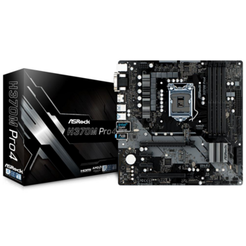 Материнская плата Asrock H370M PRO4 Soc-1151v2 Intel H370 4xDDR4 mATX AC`97 8ch(7.1) GbLAN RAID+VGA+DVI+HDMI