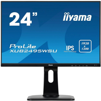 Монитор Iiyama 24.1" ProLite XUB2495WSU-B1 черный IPS LED 5ms 16:10 HDMI M/M матовая HAS Pivot 1000:1 300cd 178гр/178гр 1920x1200 D-Sub DisplayPort FHD USB 6.6кг