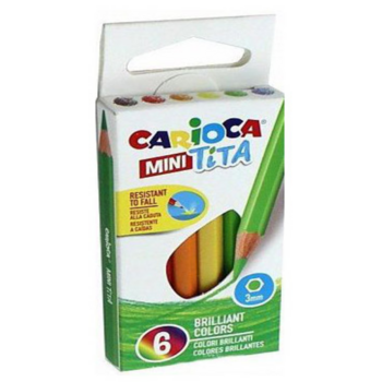 Карандаши цветные Carioca MINI TITA 42322 шестигранные пластик d=3мм 6цв. карт.кор.