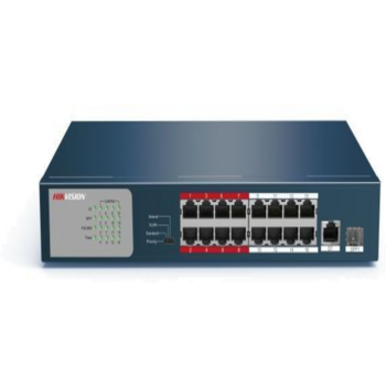 Коммутатор Hikvision DS-3E0318P-E/M(B) 17x100Mb 1SFP 16PoE+ 135W неуправляемый