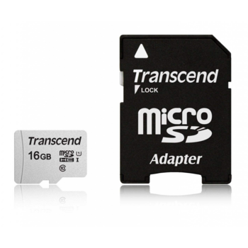 Карта памяти Micro SecureDigital 16Gb Transcend TS16GUSD300S-A {MicroSDHC Class 10 UHS-I, SD adapter}