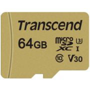 Карта памяти Micro SecureDigital 64Gb Transcend Class 10 TS64GUSD500S {MicroSDXC Class 10 UHS-I U3, SD adapter}