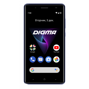 Смартфон Digma Q500 3G HIT 8Gb 1Gb синий моноблок 3G 2Sim 5" 480x854 Android 7.0 5Mpix WiFi GPS GSM900/1800 GSM1900 TouchSc MP3 FM microSD max32Gb