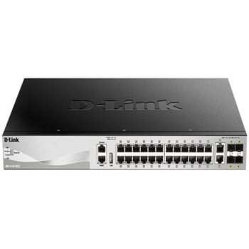 D-Link DGS-3130-30TS/A1A/A2A PROJ Управляемый стекируемый1 коммутатор 3 уровня с 24 портами 10/100/1000Base-T, 2 портами 10GBase-T и 4 портами 10GBase-X SFP+