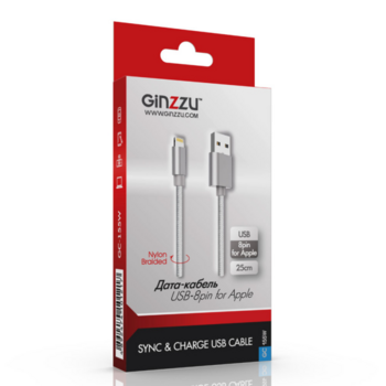 Кабель Ginzzu GC-155W Lightning (m) USB A(m) 0.25м белый