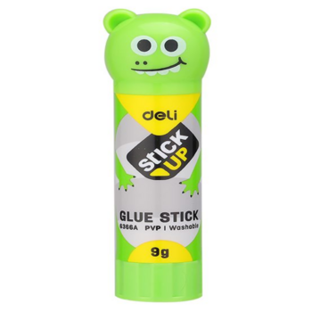 Клей-карандаш Deli E6366A 9гр корп.ассорти ПВП дисплей картонный детский Stick UP