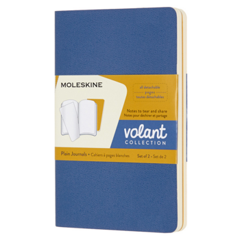 Блокнот Moleskine VOLANT QP713B41M17 Pocket 90x140мм 80стр. нелинованный мягкая обложка синий/желтый янтарный (2шт)