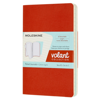 Блокнот Moleskine VOLANT QP711F16B24 Pocket 90x140мм 80стр. линейка мягкая обложка оранжевый/голубой (2шт)